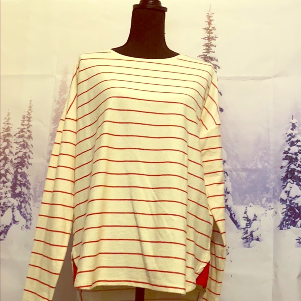 Faded Glory red and cream top L (12-14)